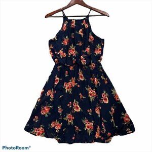 Francesca’s Collection Dark Blue Floral Dress Size Medium